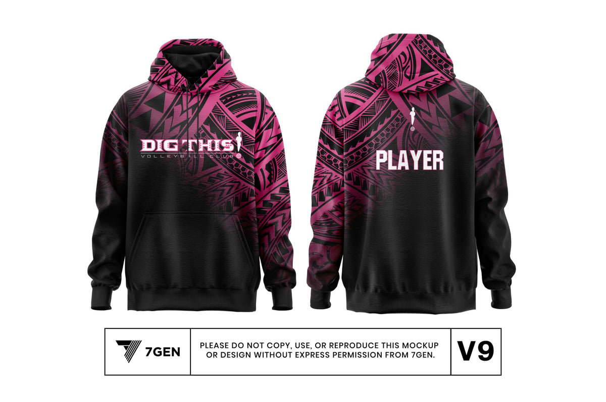 Tribal Hoodie - Black/Pink
