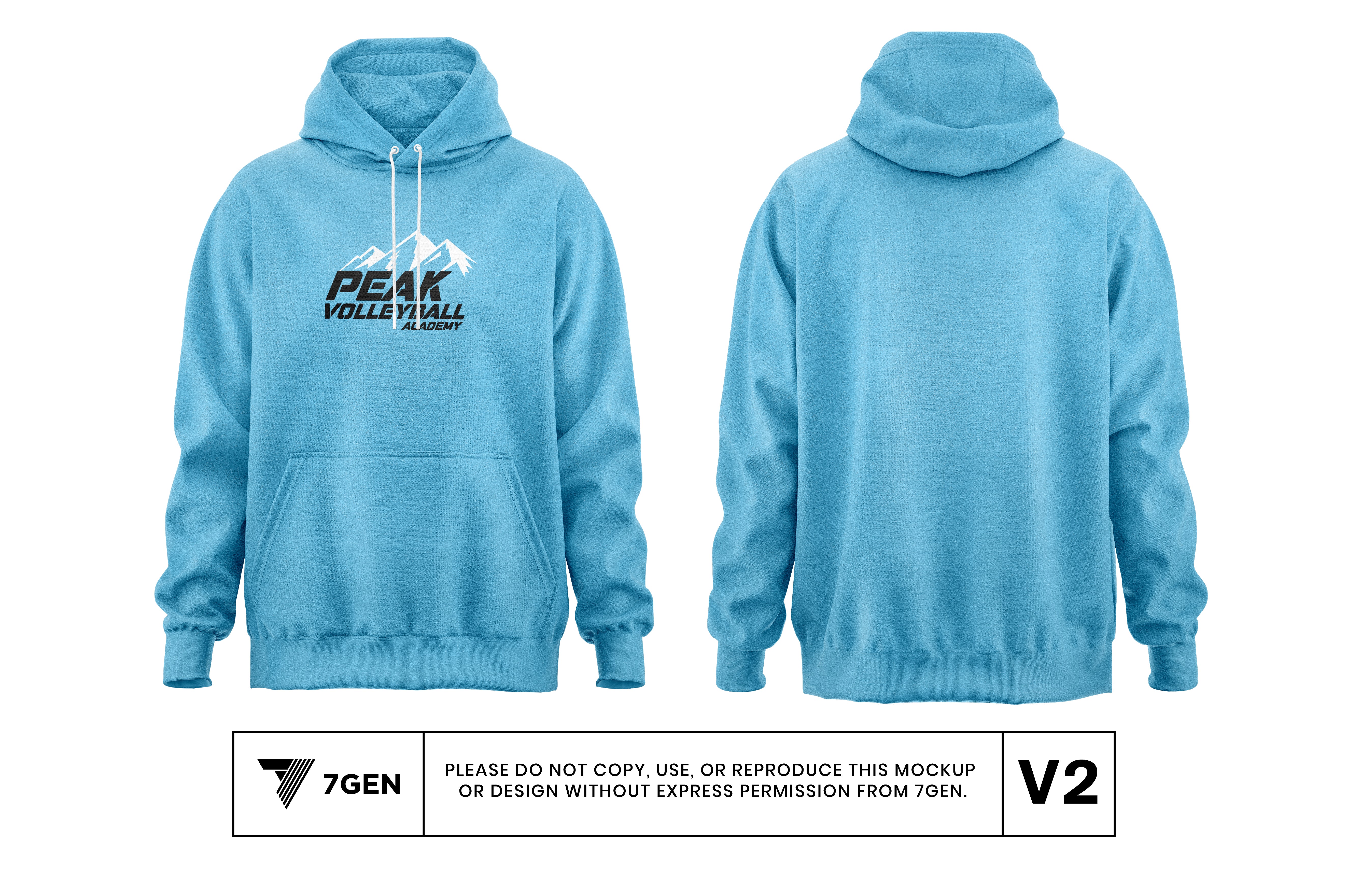 Hoodie Light Blue (White/Black Logo) - Tri Blend Fabric