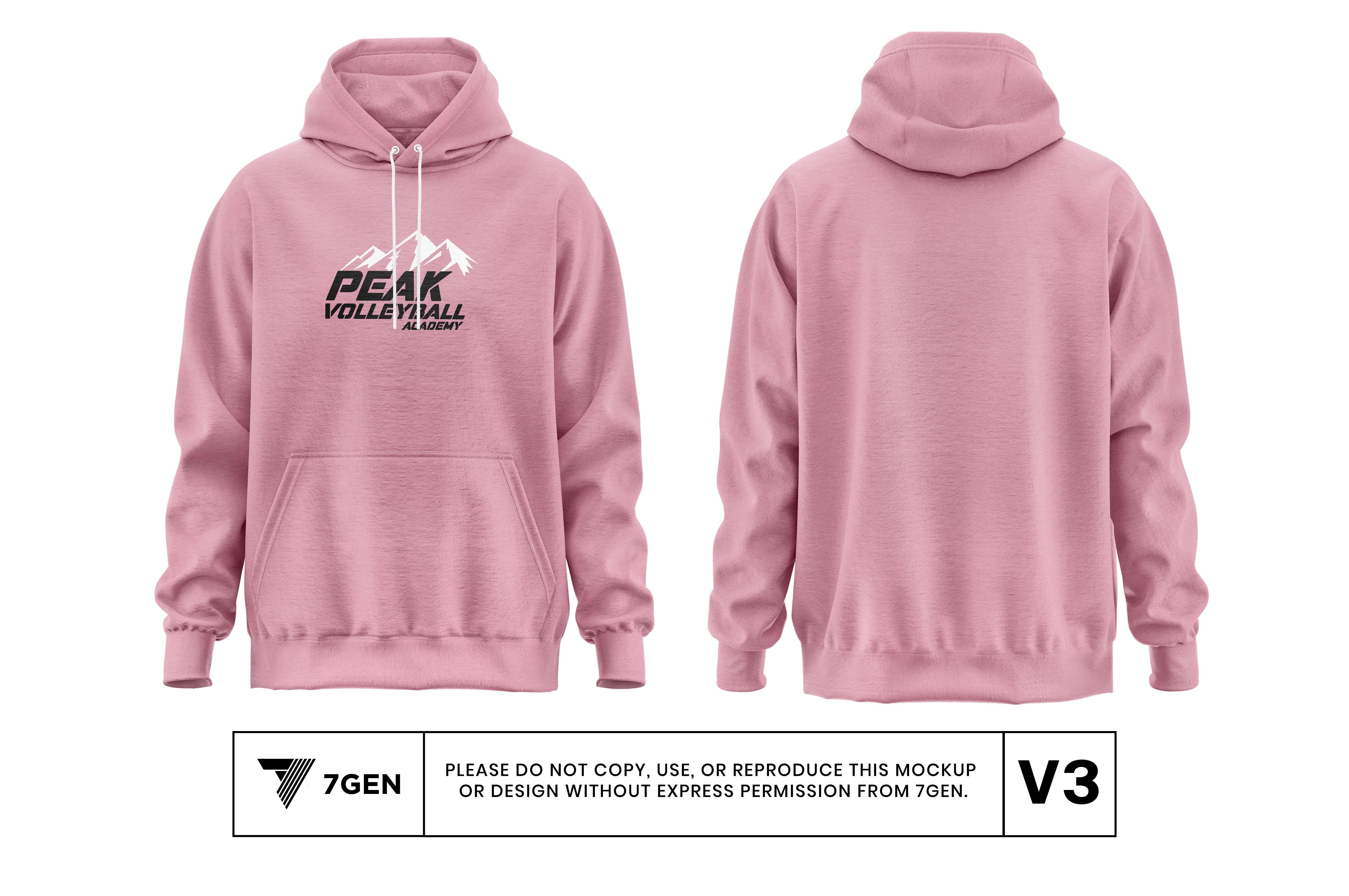 Hoodie Pink (White/Black Logo) - Tri Blend Fabric