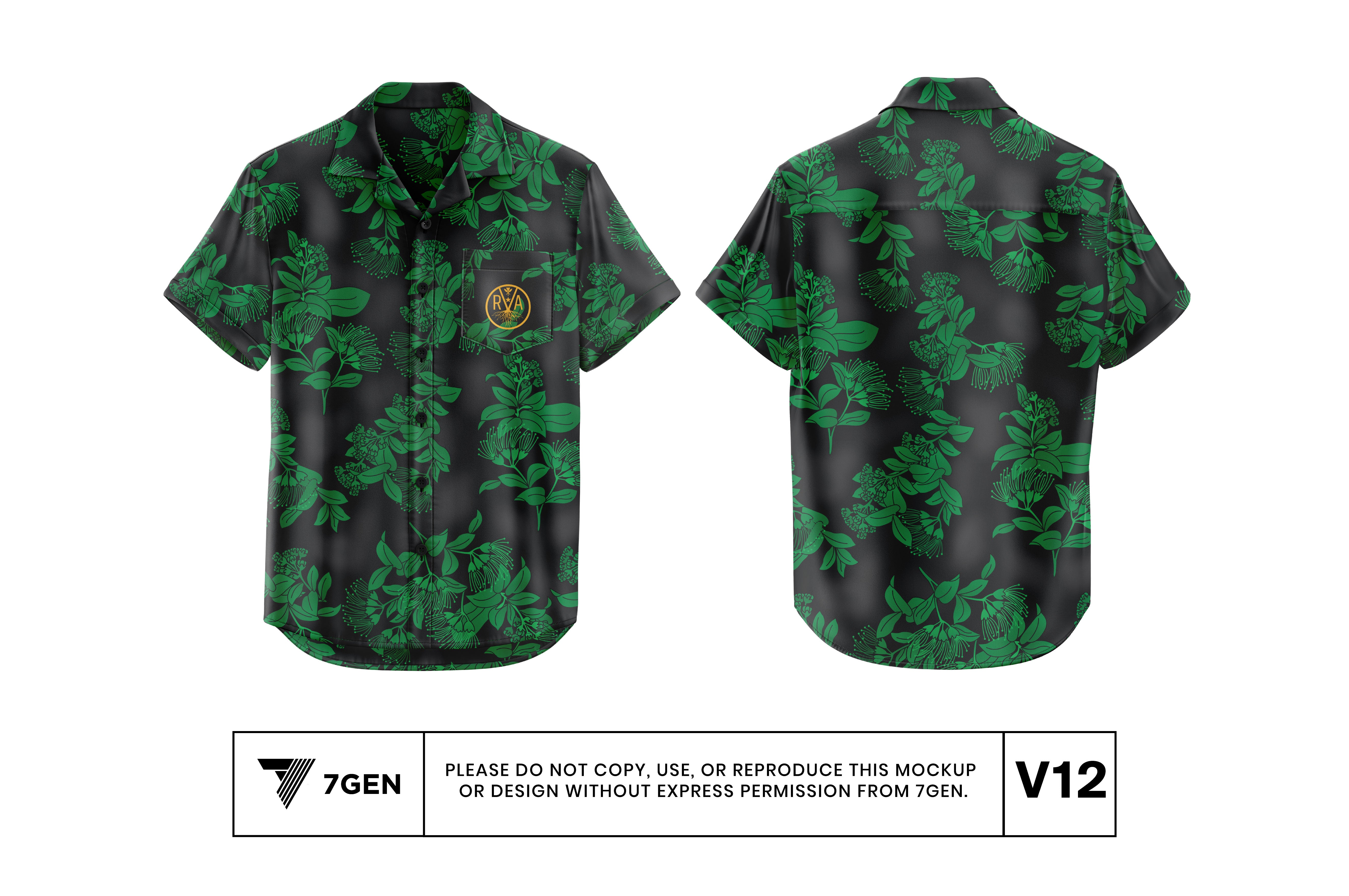 Aloha Button Down (Black/Green - 'Ohi'a)