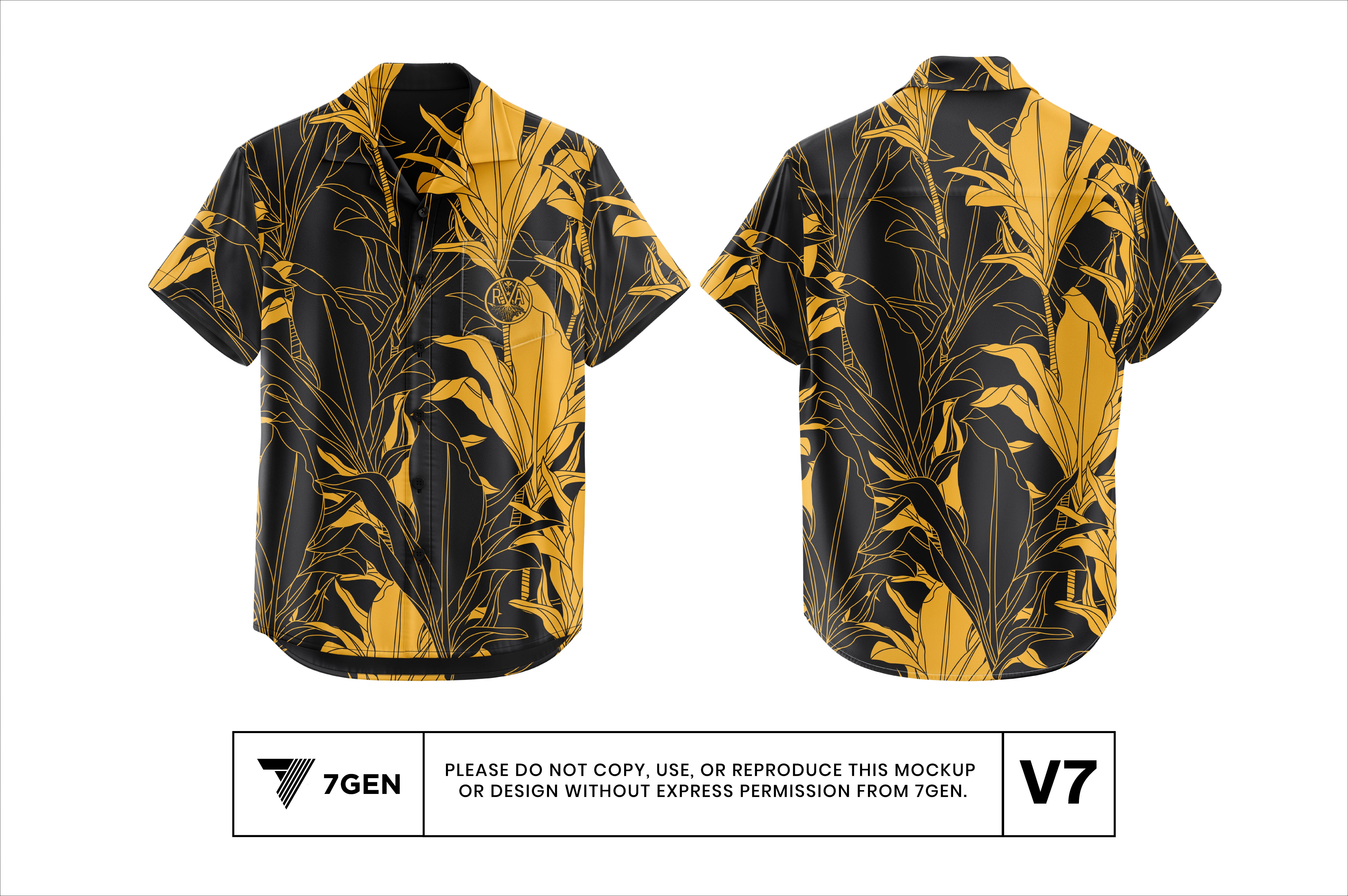 Aloha Button Down (Black/Gold - Ti Leaf)