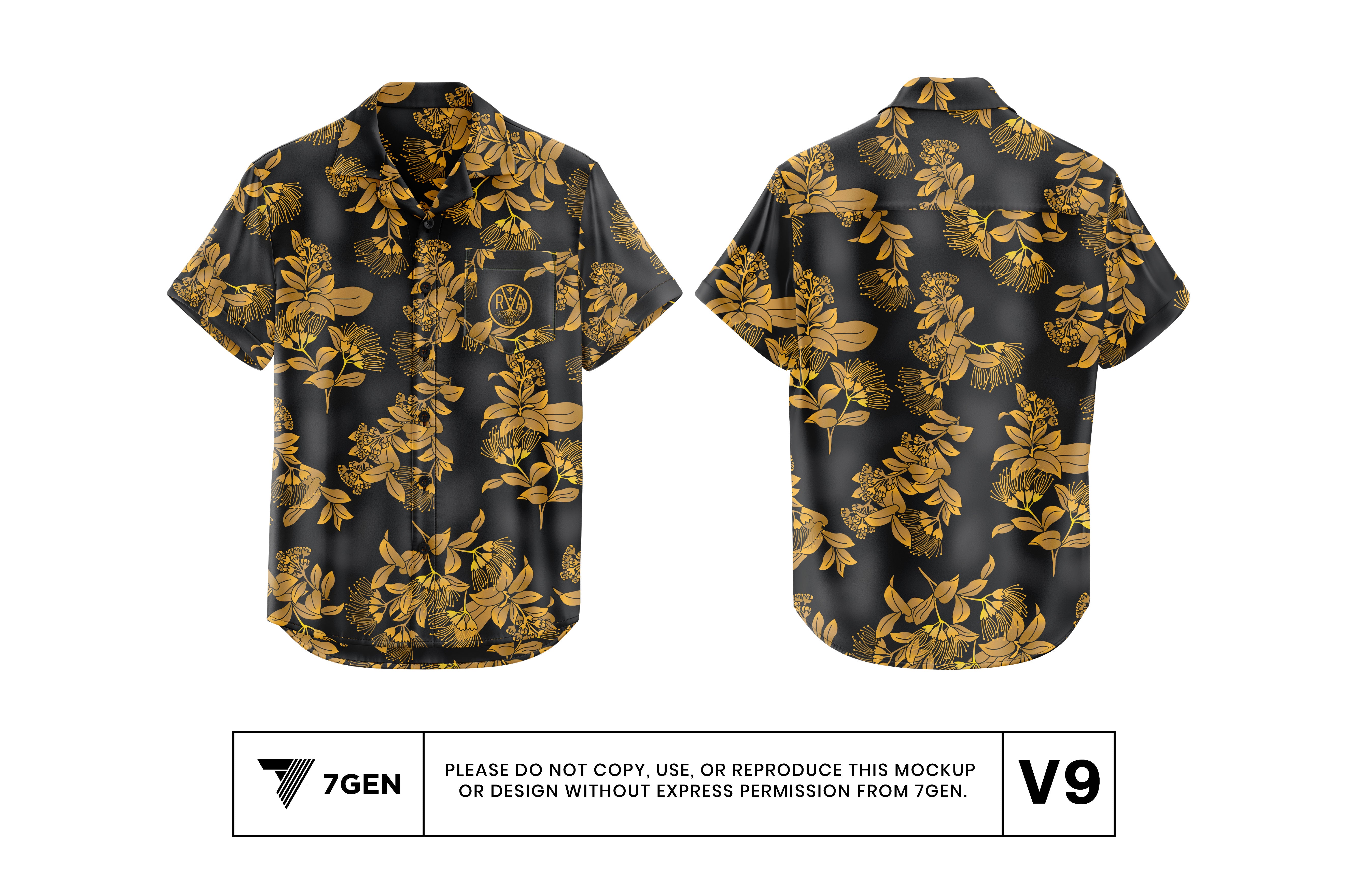 Aloha Button Down (Black/Gold - 'Ohi'a)