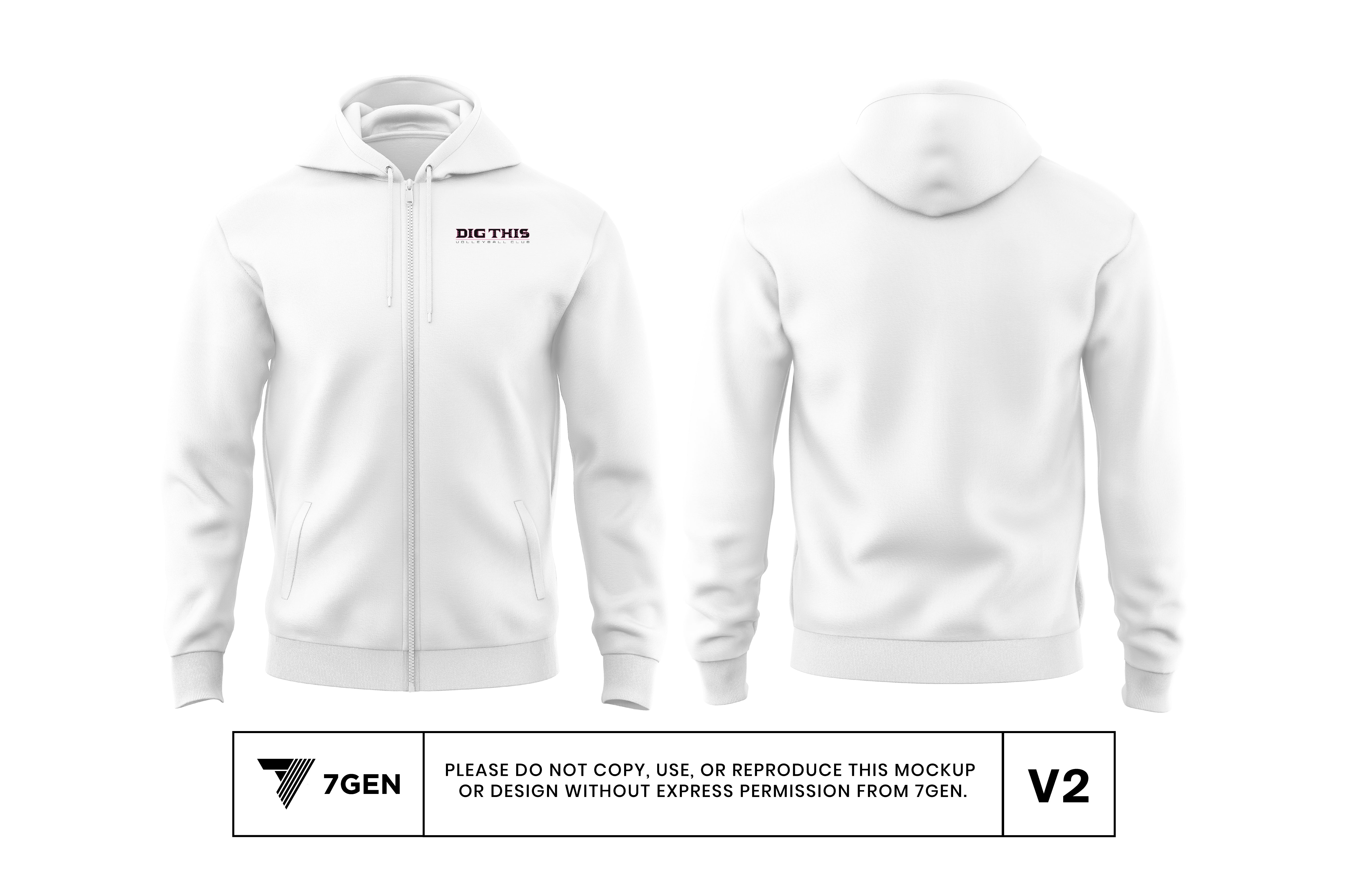 Full Zip Hoodie - White