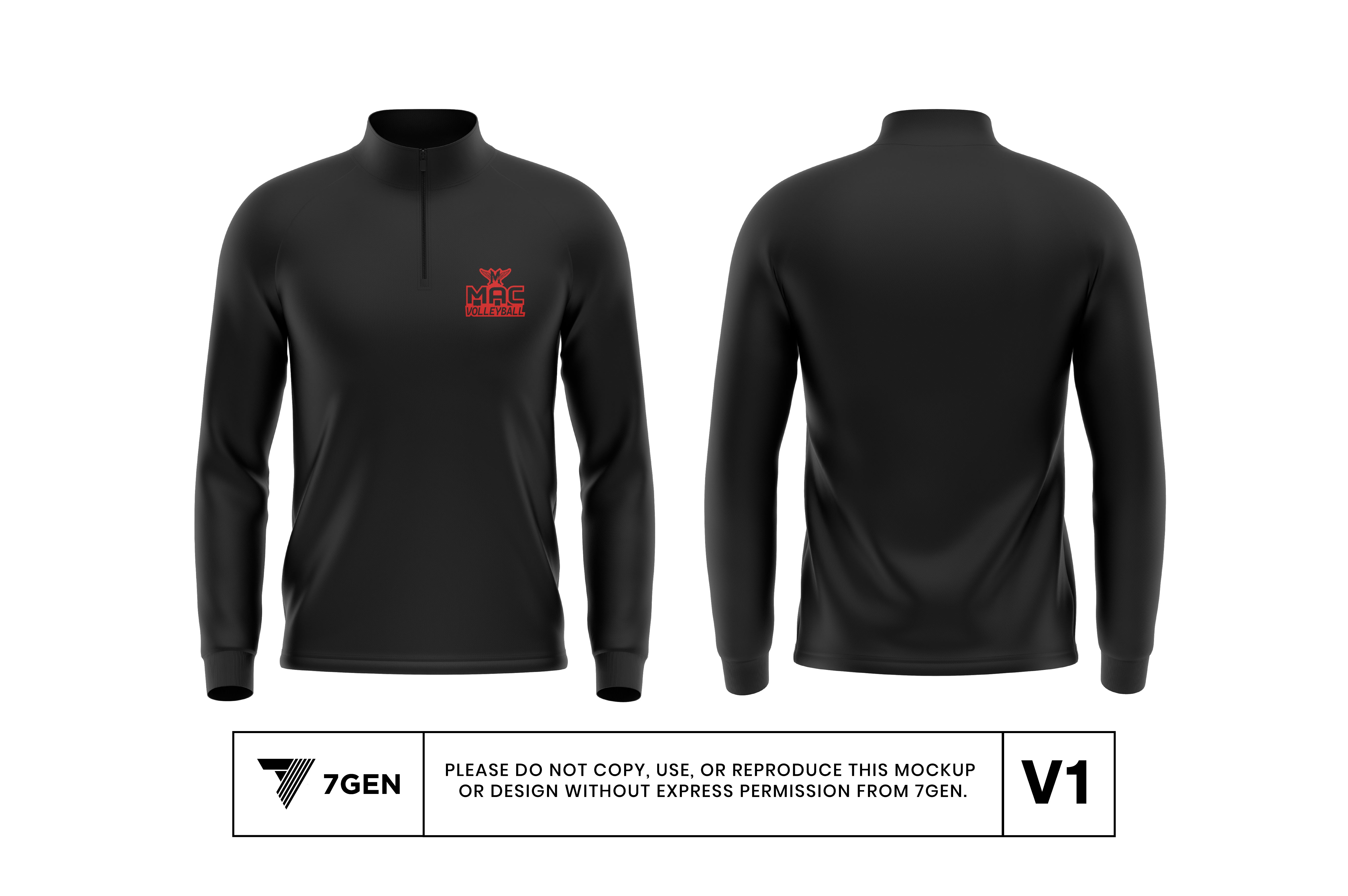 Unisex 1/4 Zip - Black