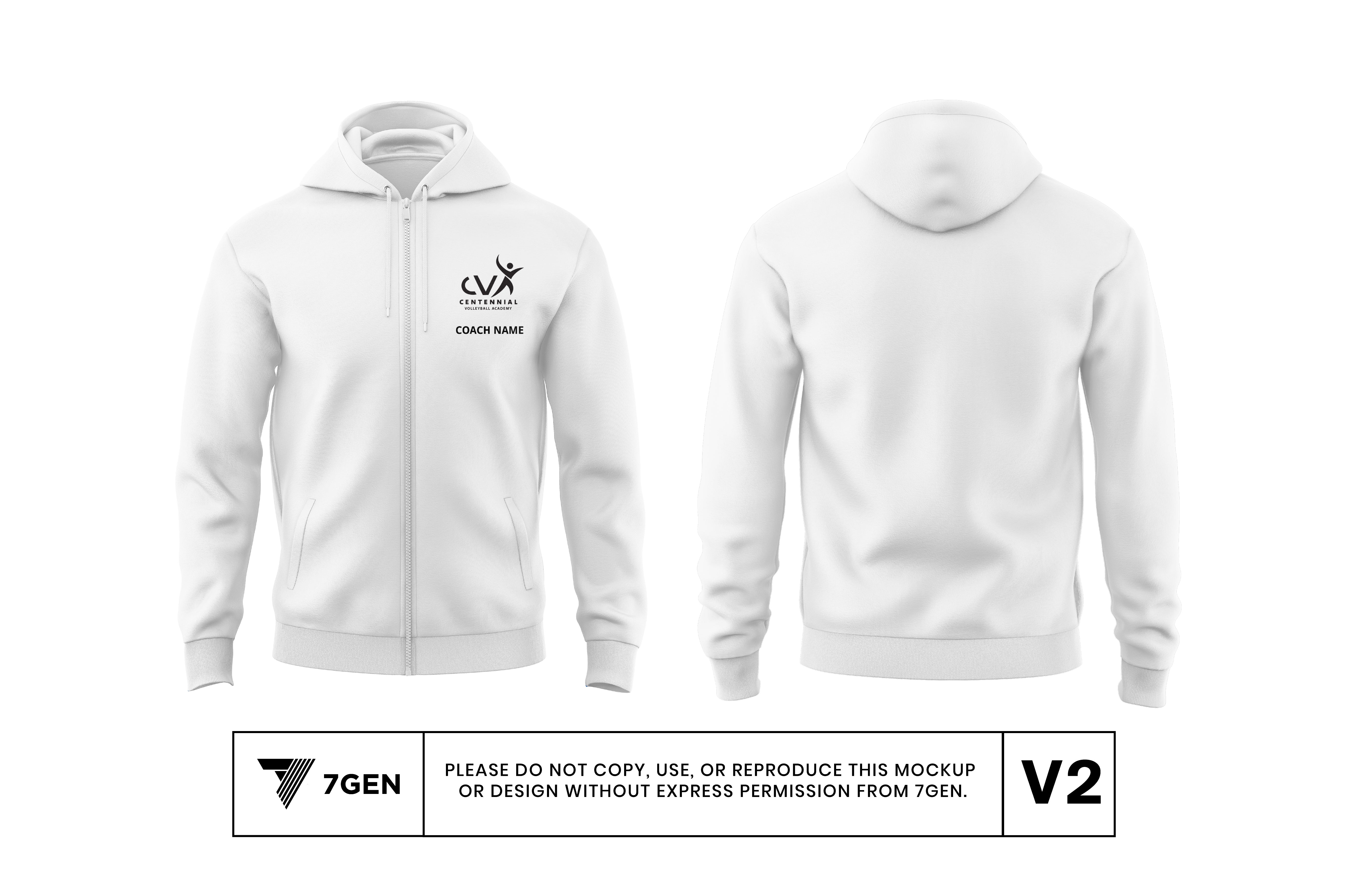Men's Full Zip Hoodie - White
