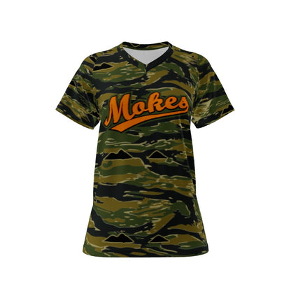 Women's V Neck Short Sleeve Shirt - Camo