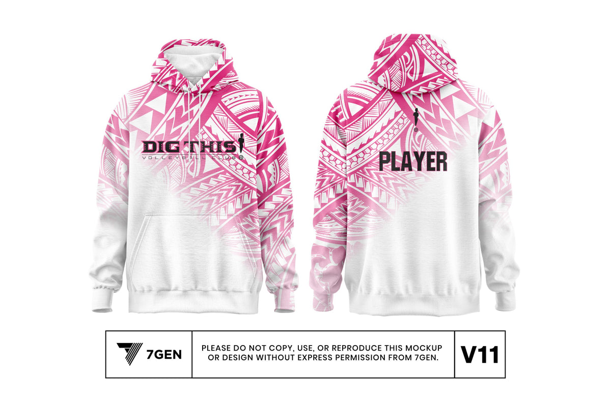 Tribal Hoodie - White/Pink