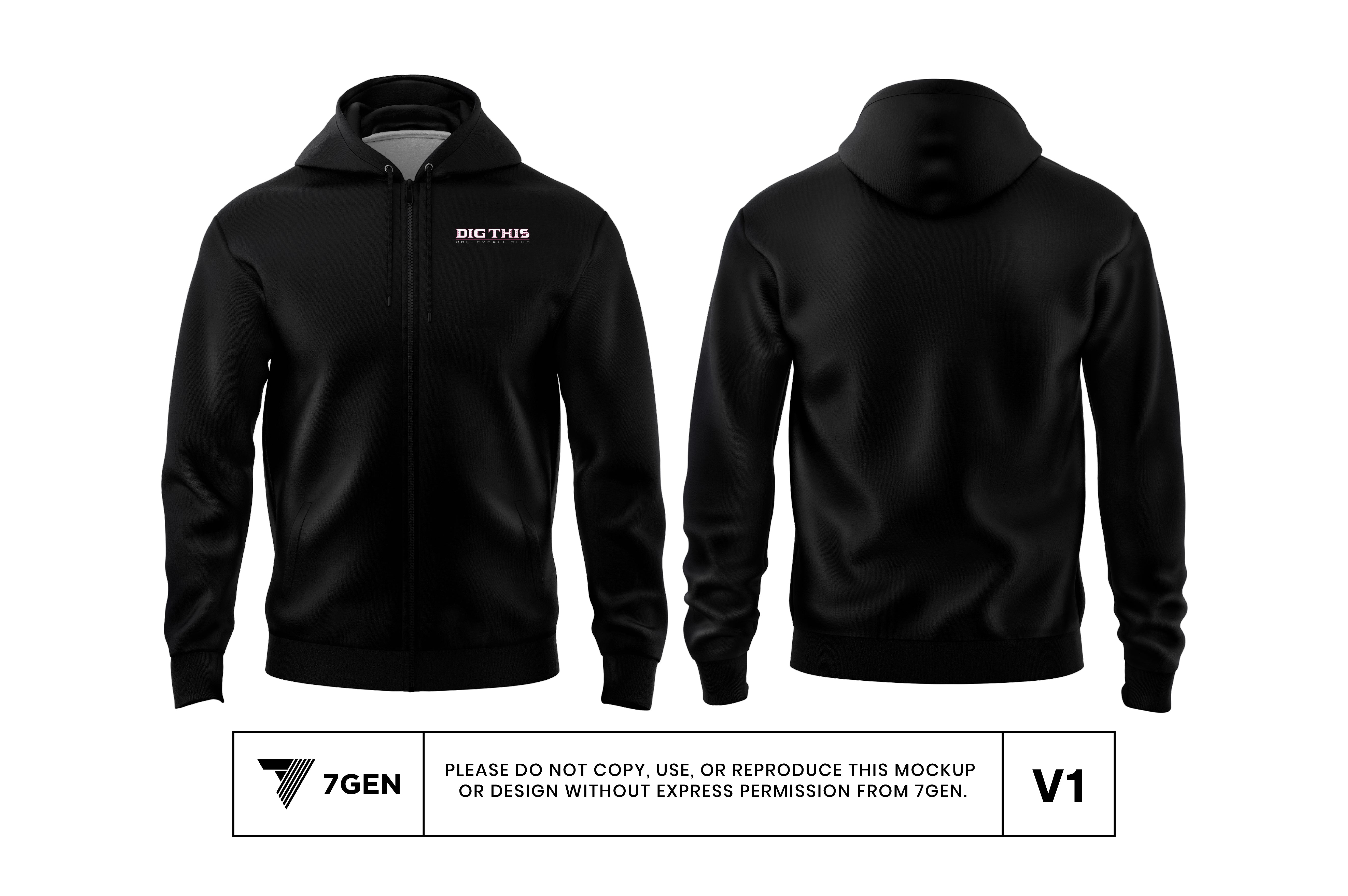 Full Zip Hoodie - Black