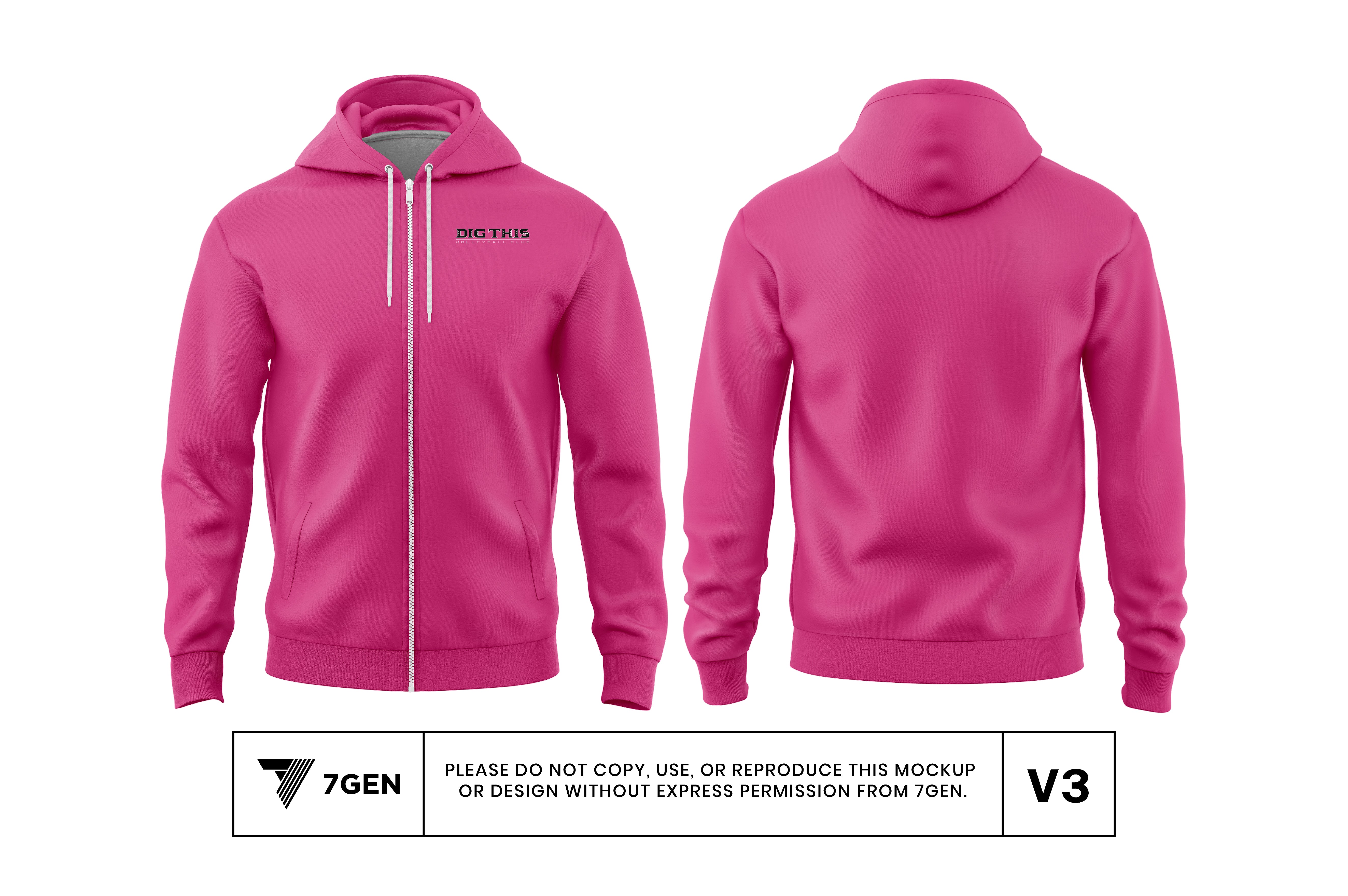 Full Zip Hoodie - Pink