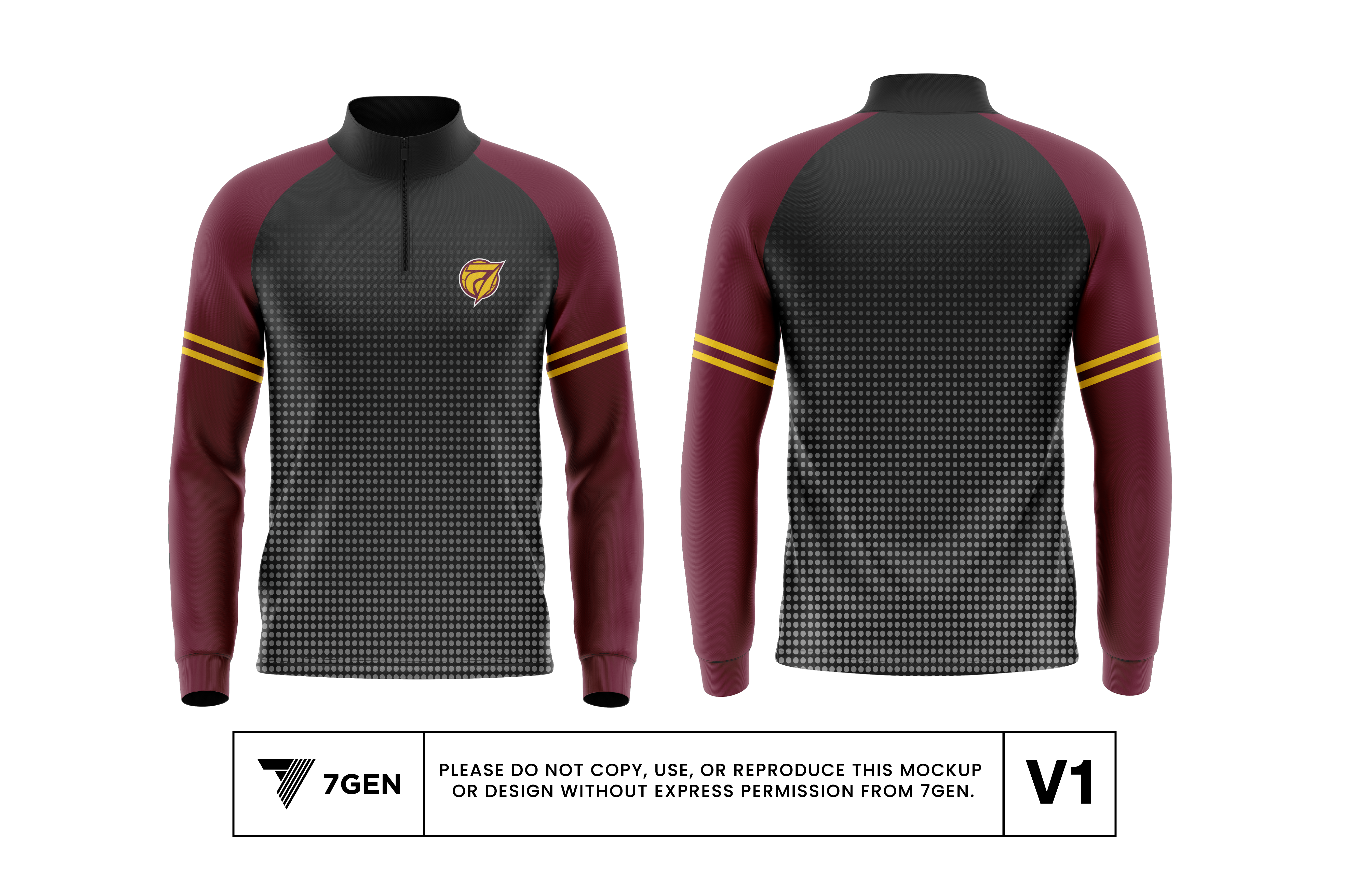 1/2 Zip (Black & Maroon)