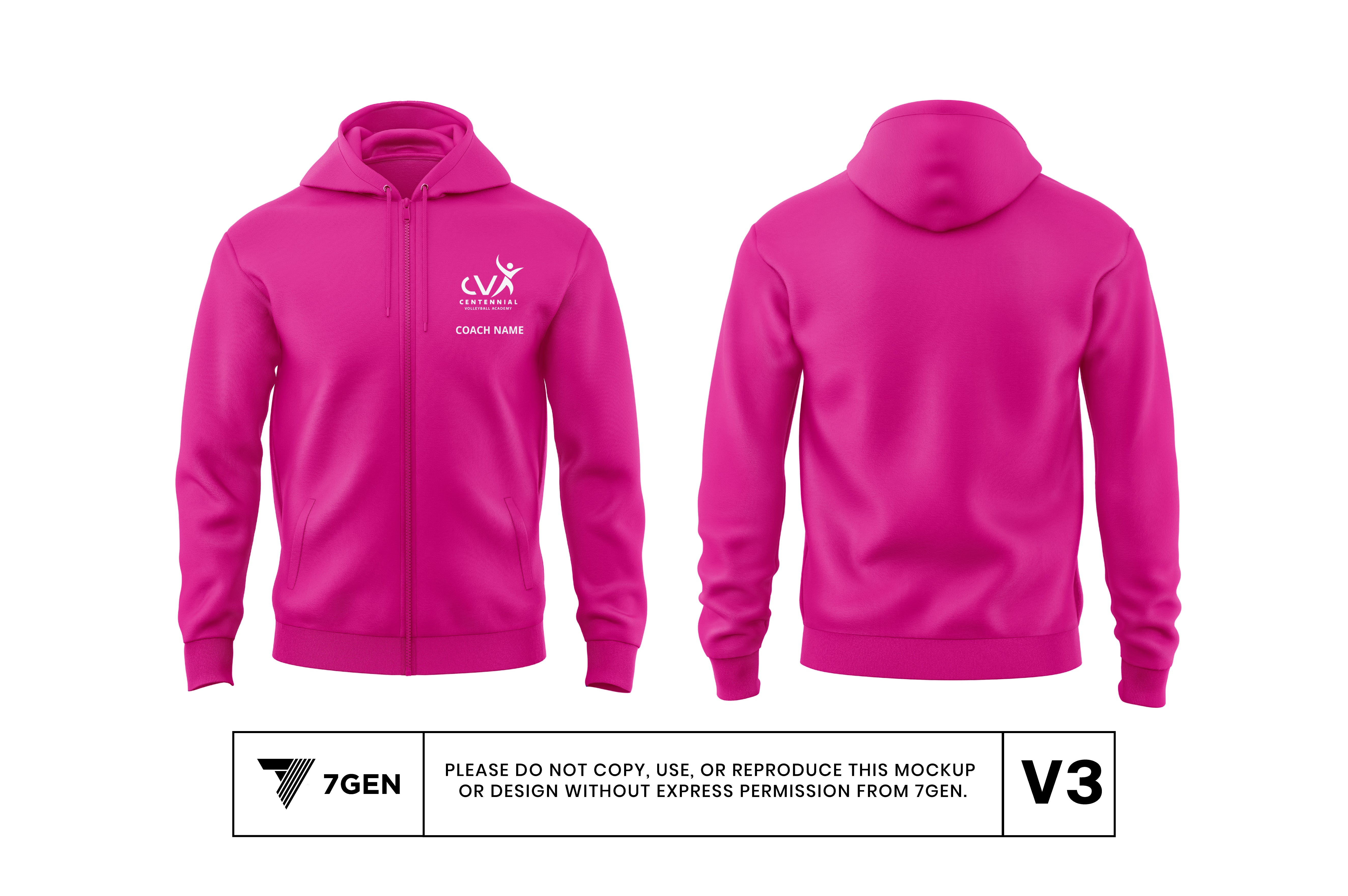 Men's Full Zip Hoodie - Pink